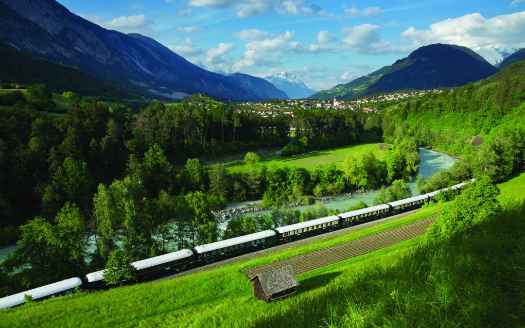 the Venice Simplon Orient Express passing through near Roppen, Austria