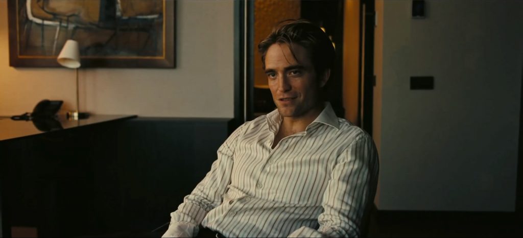 Robert Pattinson Wearing a Striped Shirt in Tenet, 2020